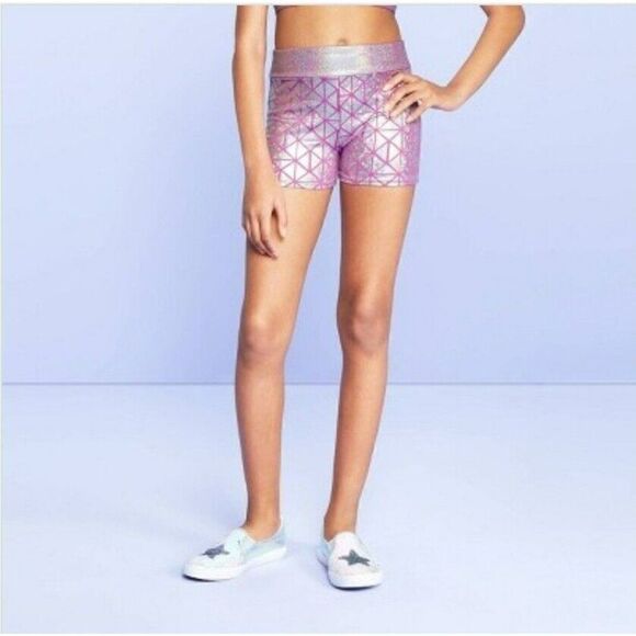 NWT More Than Magic -XS (4/5) M 7/ 8 Girls' Dazzle Printed Bike Shorts Purple - Picture 4 of 8